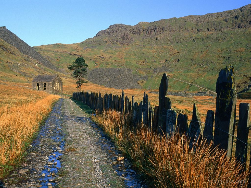Slate Fence Leading to the Chapel, Snowdonia National Park, Wales